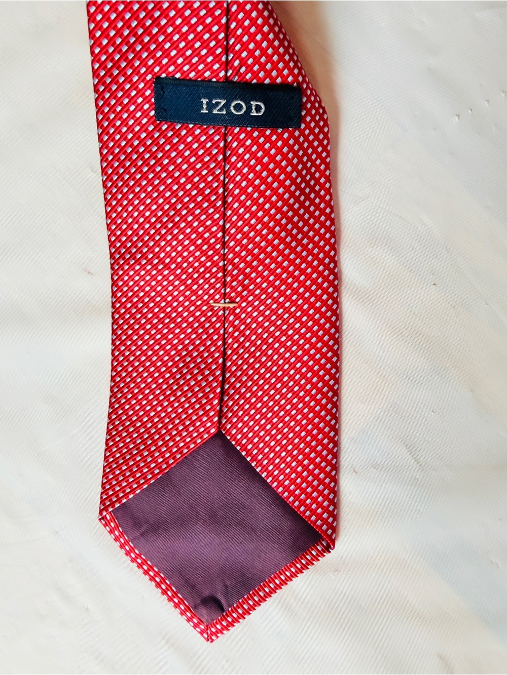 Izod Silk Tie Vintage Red Silver Geometric Designer Office 4 In W - Picture 3 of 8